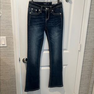 NWT - Miss Me Dark Blue Boot Cut Jeans with Silver Embroidery